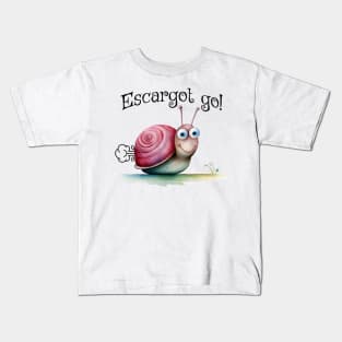 Escargot go! Fun zippy snail pun design Kids T-Shirt